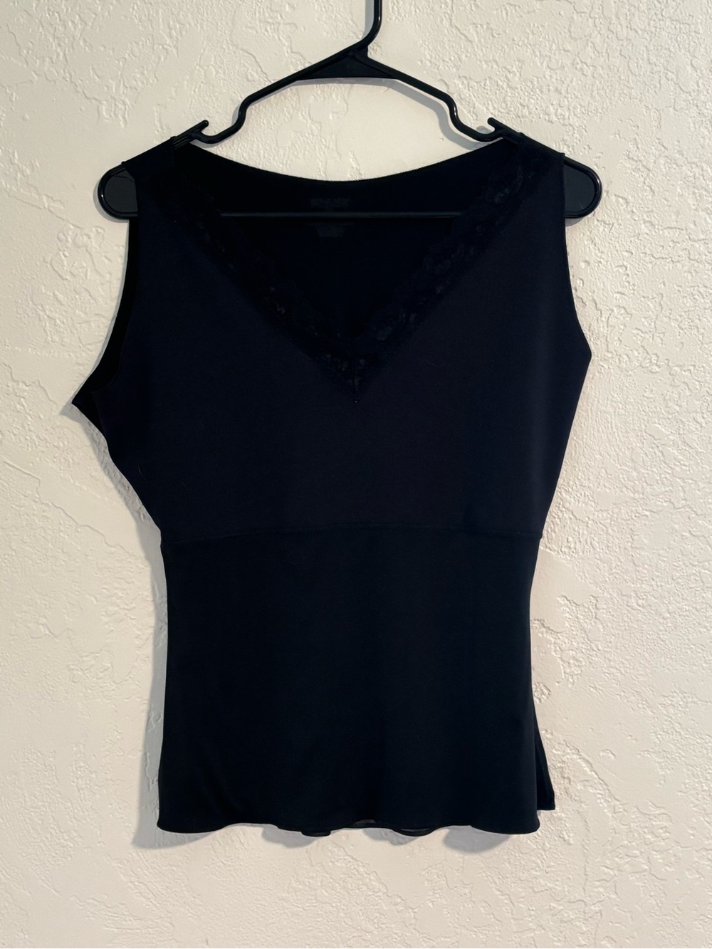 SPANX Black Sleeveless V-Neck Tank with Lace Trim